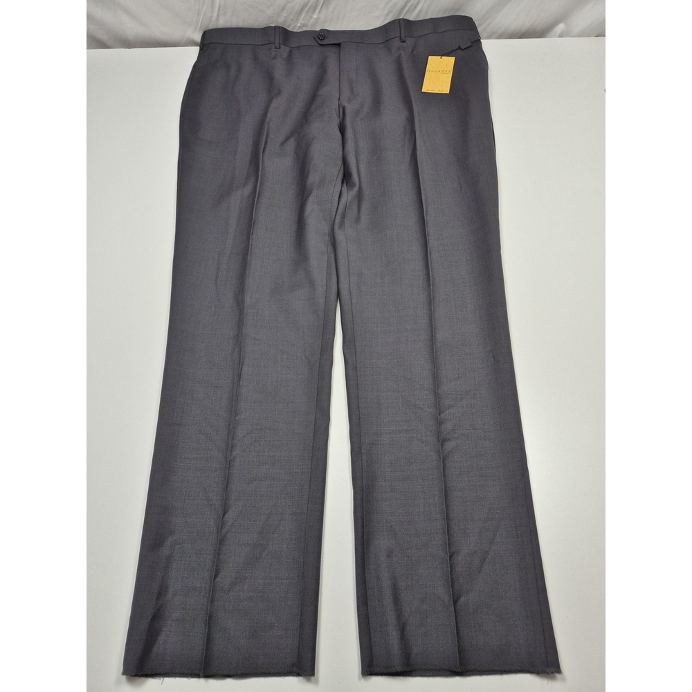 Galante Dress Pants Mens 50x36 Gray Wool Flat Front Straight Italy Unhemmed NWT